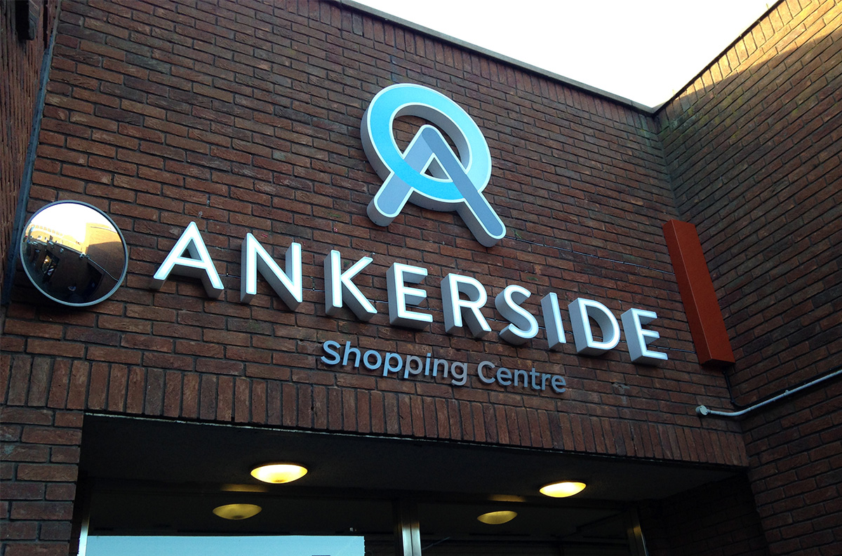 Ankerside Shopping Centre Bespoke Architectural External Signage